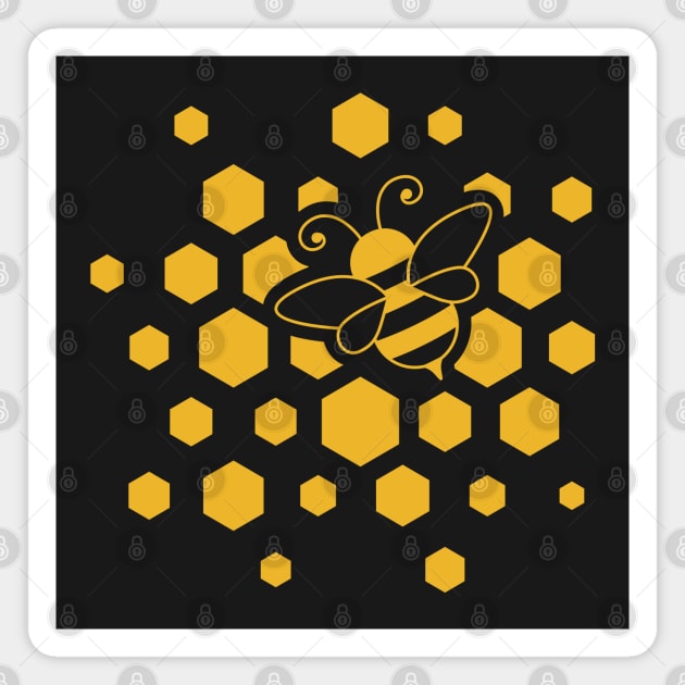 Bee, honeycombs and yellow splash Magnet by Florin Tenica